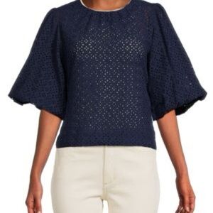 Joe's Jeans Dark Blue Eyelet Blouse